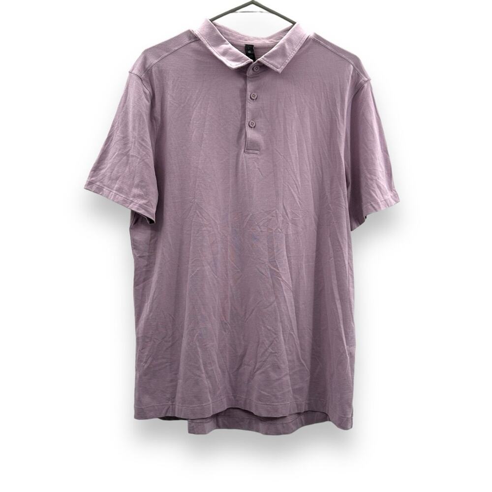 Lululemon Evolution Short Sleeve Polo Shirt in Heathered Lunar Rock Sz L